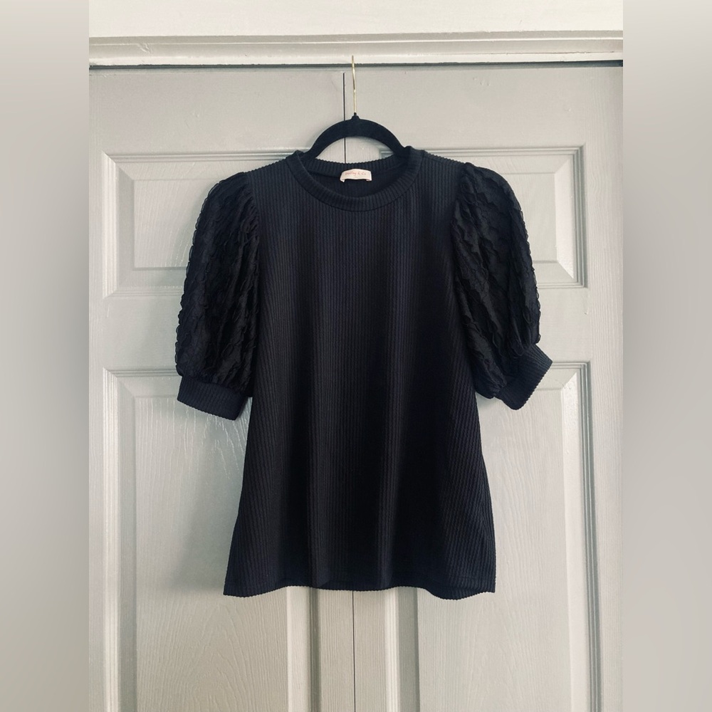 Black puff sleeve blouse
